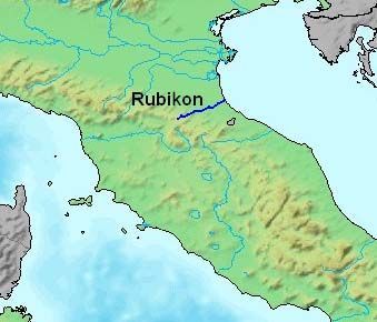 Rubicon during the Republic was a terminal river between Cisalpine Gaul and Italy.